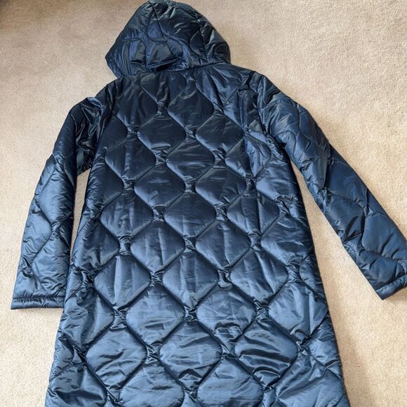 Calvin Klein Puffer Women’s Small Quilted Hooded Coat Blue Full Zip Mid Length - Picture 6 of 10